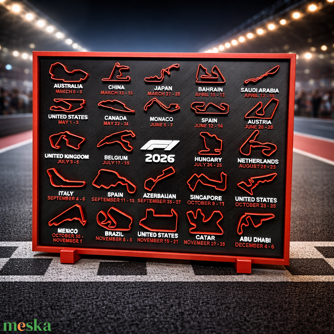 Forma 1 2026-os versanynaptár  - otthon & életmód - dekoráció - fali és függő dekoráció - falinaptár & öröknaptár - Meska.hu
