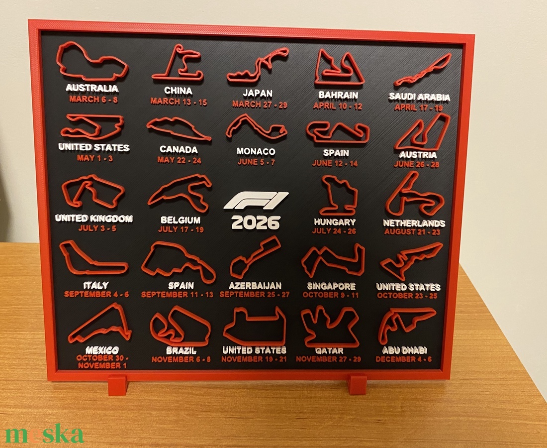 Forma 1 2026-os versanynaptár  - otthon & életmód - dekoráció - fali és függő dekoráció - falinaptár & öröknaptár - Meska.hu
