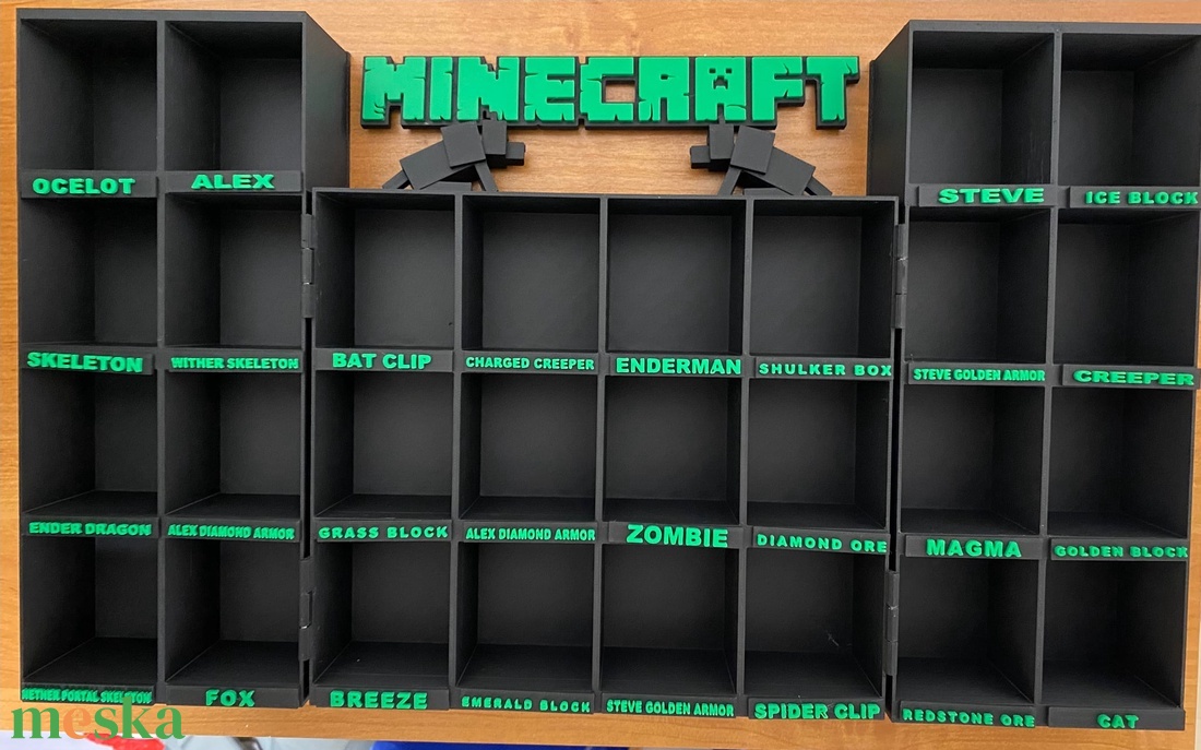 Minecraft Kinder Joy kinyitható gyűjtői polc, Funkó figura tartó - otthon & életmód - dekoráció - asztal és polc dekoráció - dekorációs tál, tartó - Meska.hu