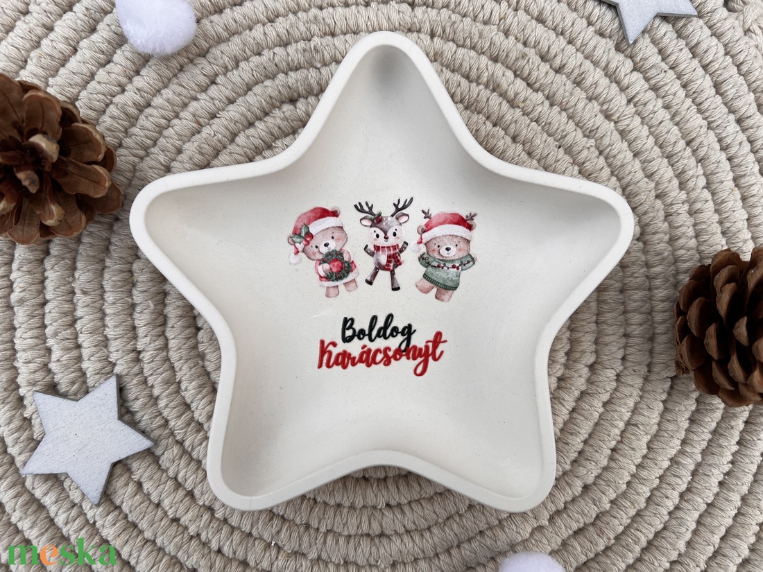 Csillag alakú macis tálka - otthon & életmód - dekoráció - asztal és polc dekoráció - dekorációs tál, tartó - Meska.hu