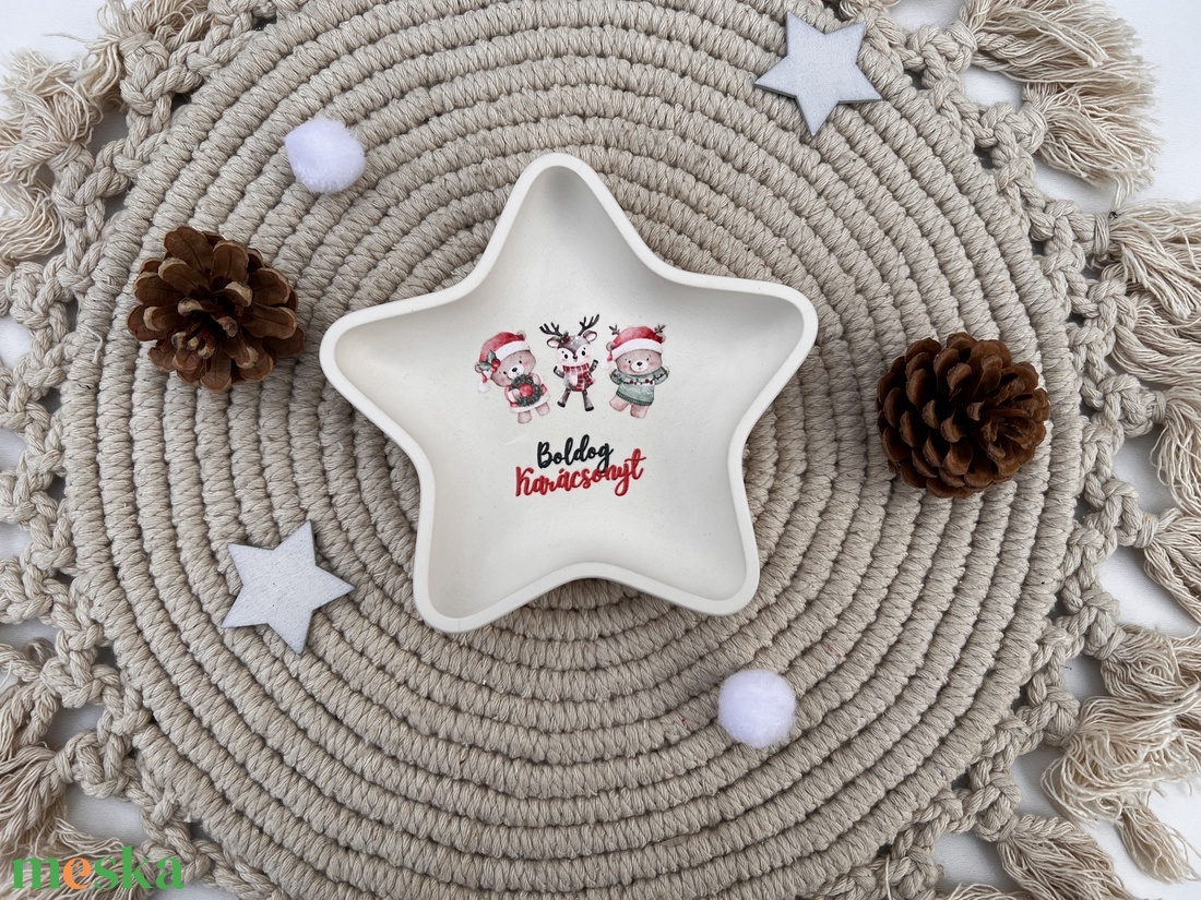 Csillag alakú macis tálka - otthon & életmód - dekoráció - asztal és polc dekoráció - dekorációs tál, tartó - Meska.hu