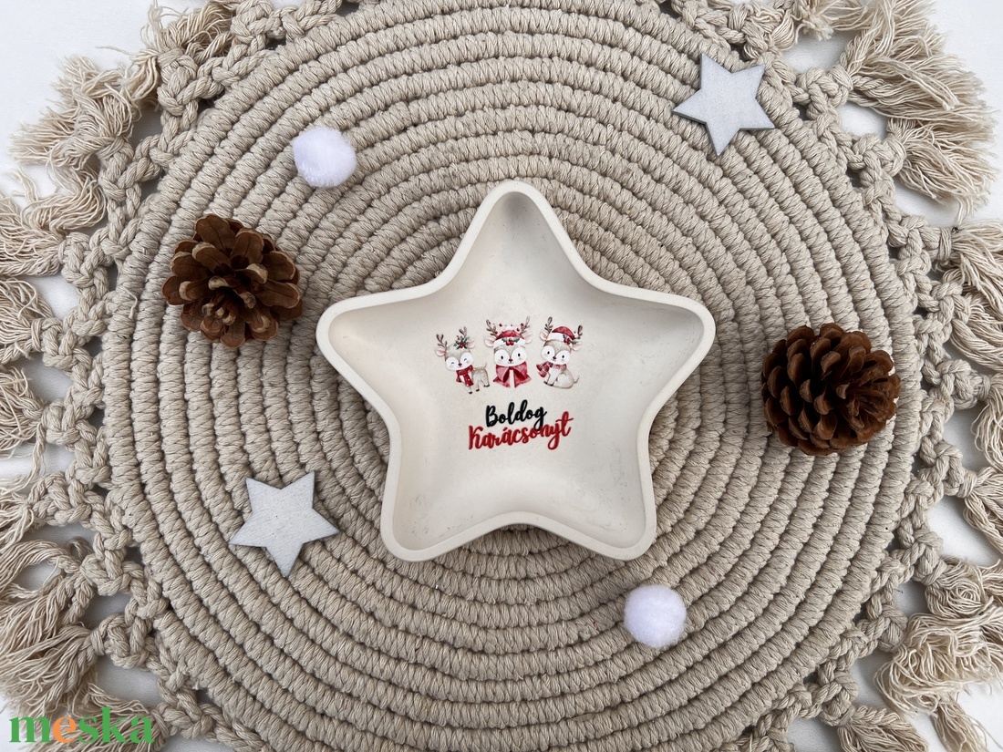 Csillag alakú rénszarvasos tálka - otthon & életmód - dekoráció - asztal és polc dekoráció - dekorációs tál, tartó - Meska.hu
