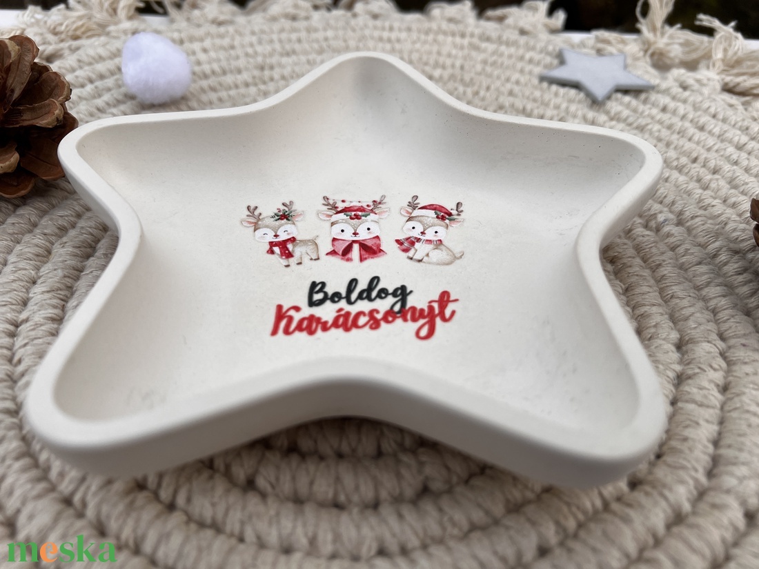 Csillag alakú rénszarvasos tálka - otthon & életmód - dekoráció - asztal és polc dekoráció - dekorációs tál, tartó - Meska.hu