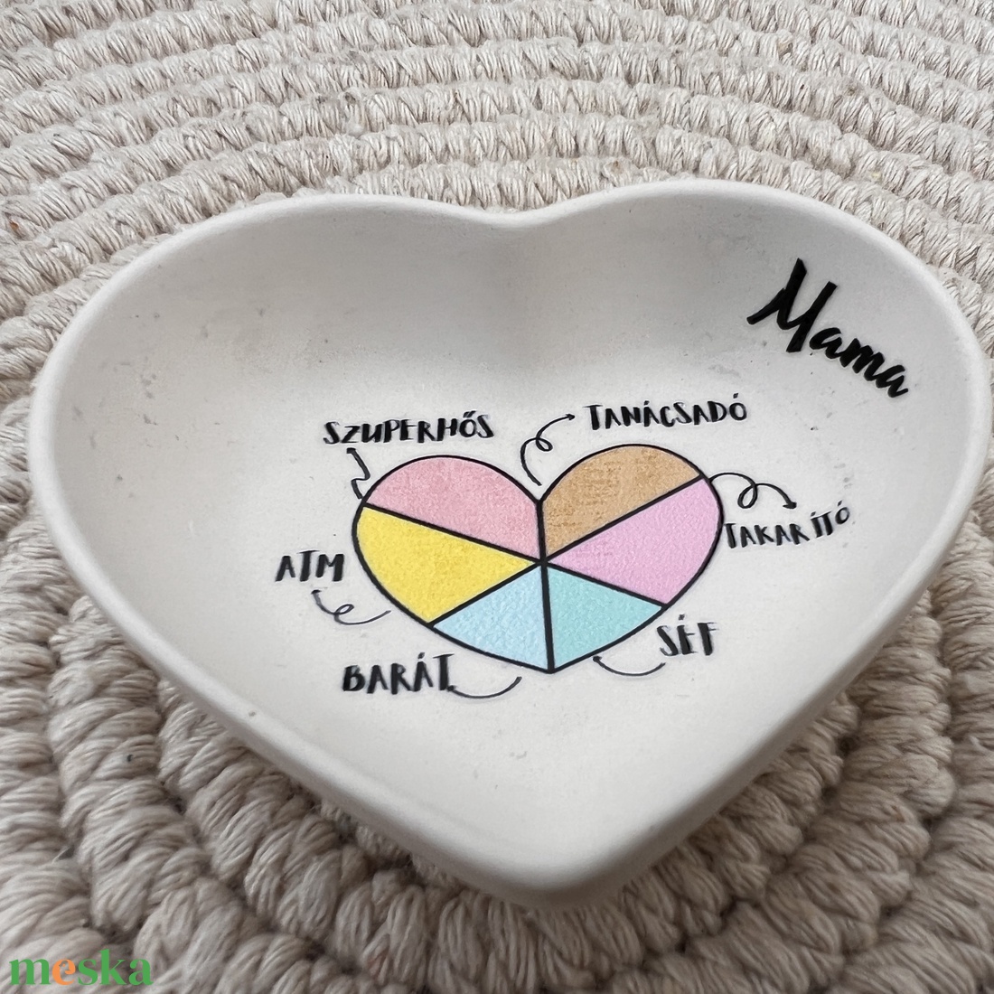 Szív alakú tálka Mamának - otthon & életmód - dekoráció - asztal és polc dekoráció - dekorációs tál, tartó - Meska.hu