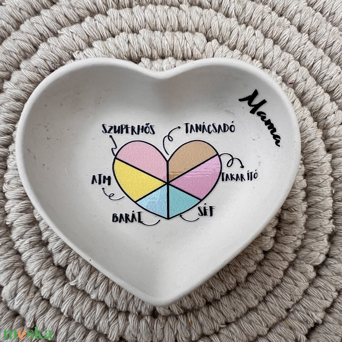 Szív alakú tálka Mamának - otthon & életmód - dekoráció - asztal és polc dekoráció - dekorációs tál, tartó - Meska.hu