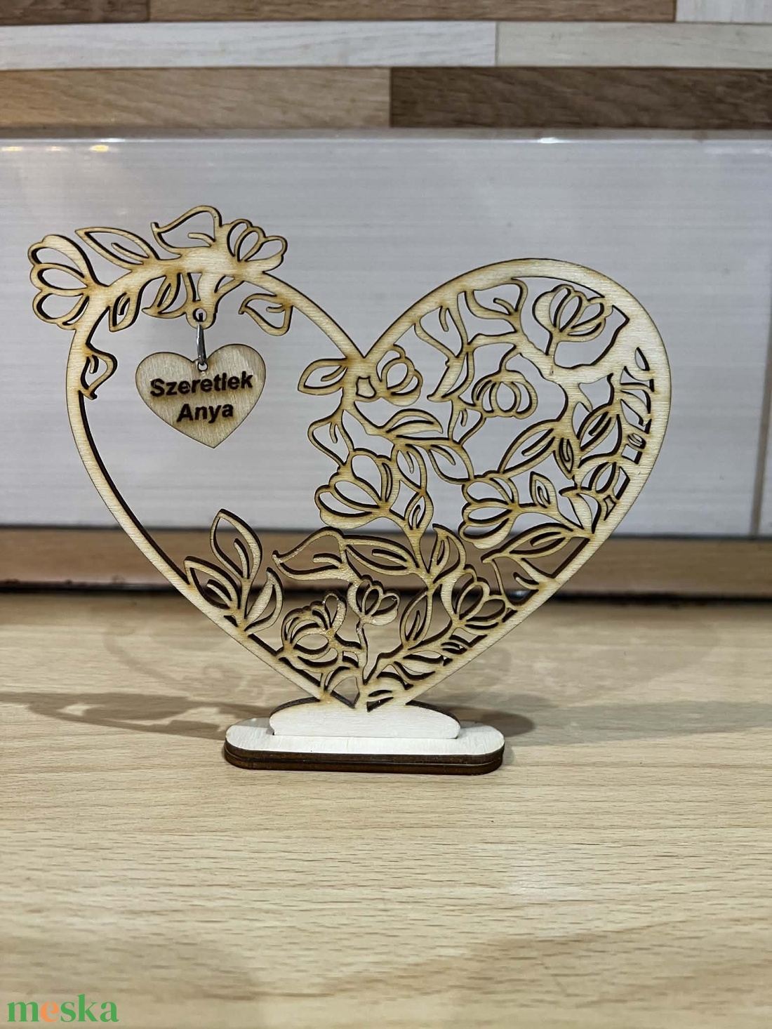 Gravírozható fa szív virágmintával - otthon & életmód - dekoráció - dísztárgy - Meska.hu