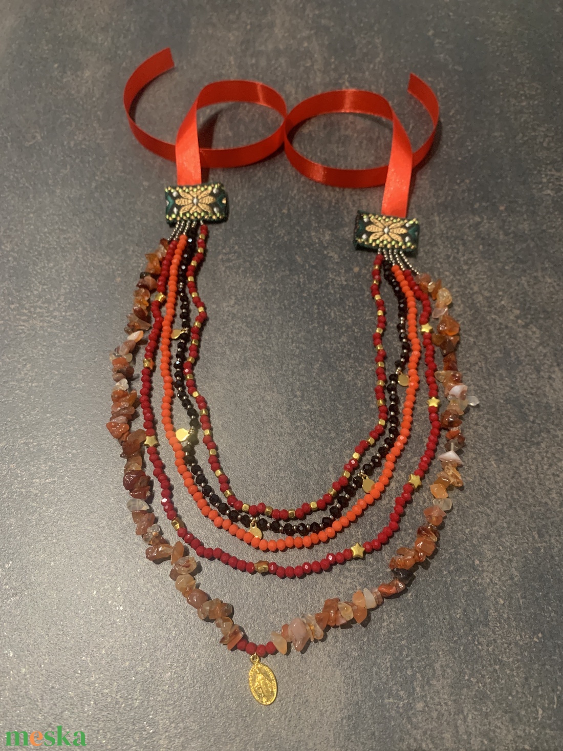 Modern csángó kaláris - ékszer - nyaklánc - gyöngyös nyaklánc - Meska.hu