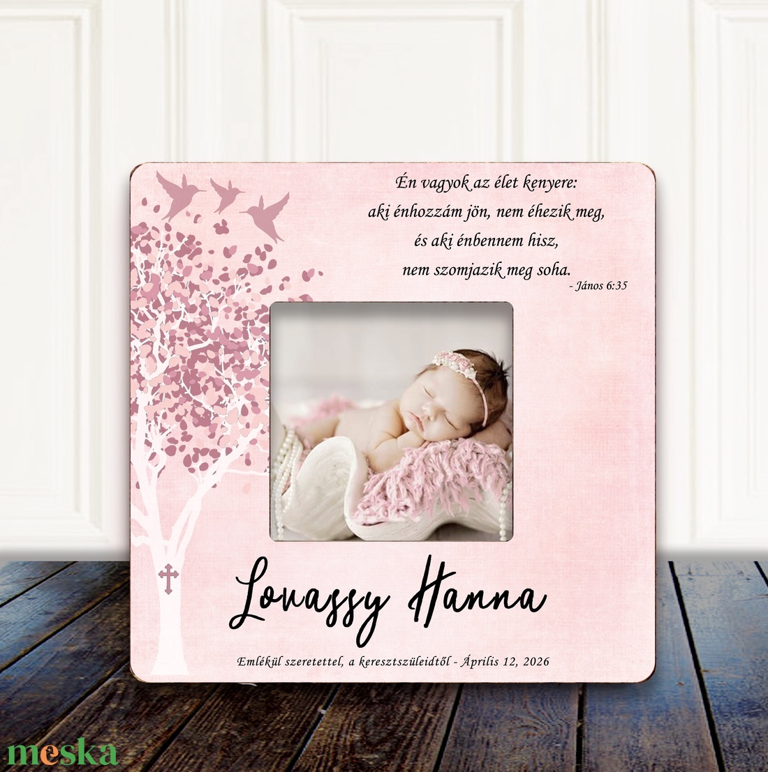 Névre szóló fényképkeret keresztelőre � elegáns emlék babának és a családnak, Keresztelő ajándék - baba - mama - keresztelő kellékek - keresztelőajándékok - Meska.hu