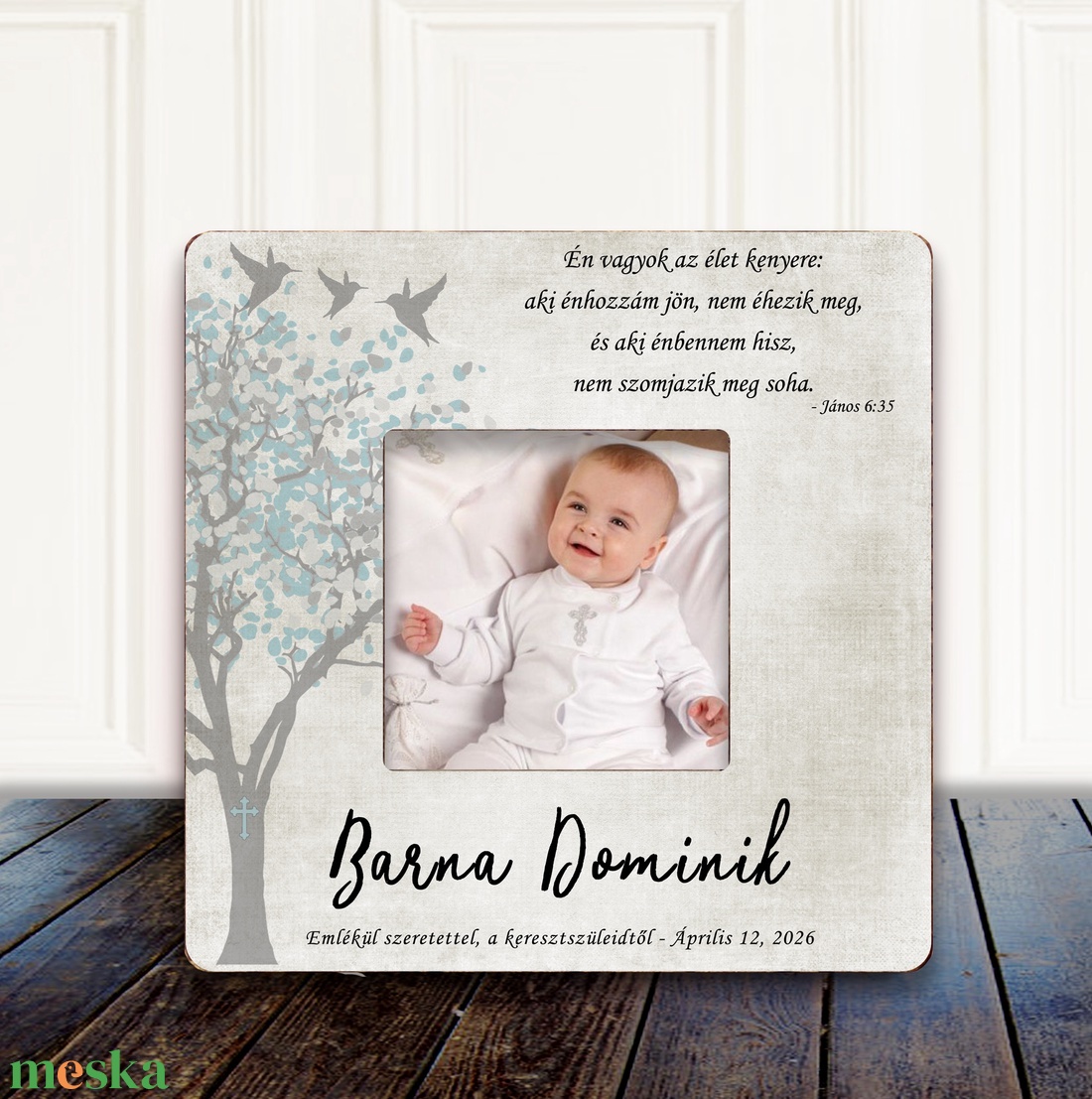Névre szóló fényképkeret keresztelőre � elegáns emlék babának és a családnak, Keresztelő ajándék - baba - mama - keresztelő kellékek - keresztelőajándékok - Meska.hu