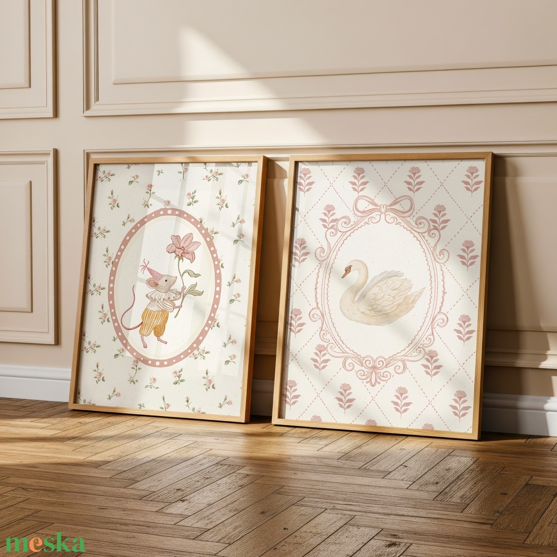 Vintage stílusú gyerekszoba falikép szett � pasztell erdei állatok, romantikus babaszoba dekoráció, mesebeli nursery pri - otthon & életmód - dekoráció - kép & falikép - poszter - Meska.hu