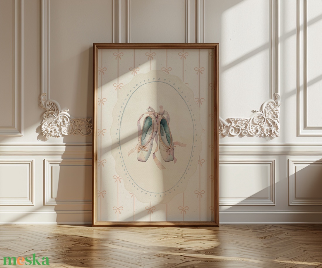 Vintage balerina falikép szett lányszobába � pasztell balett dekoráció, romantikus gyerekszoba faliképek, balettcipő - otthon & életmód - dekoráció - kép & falikép - több részes kép - Meska.hu