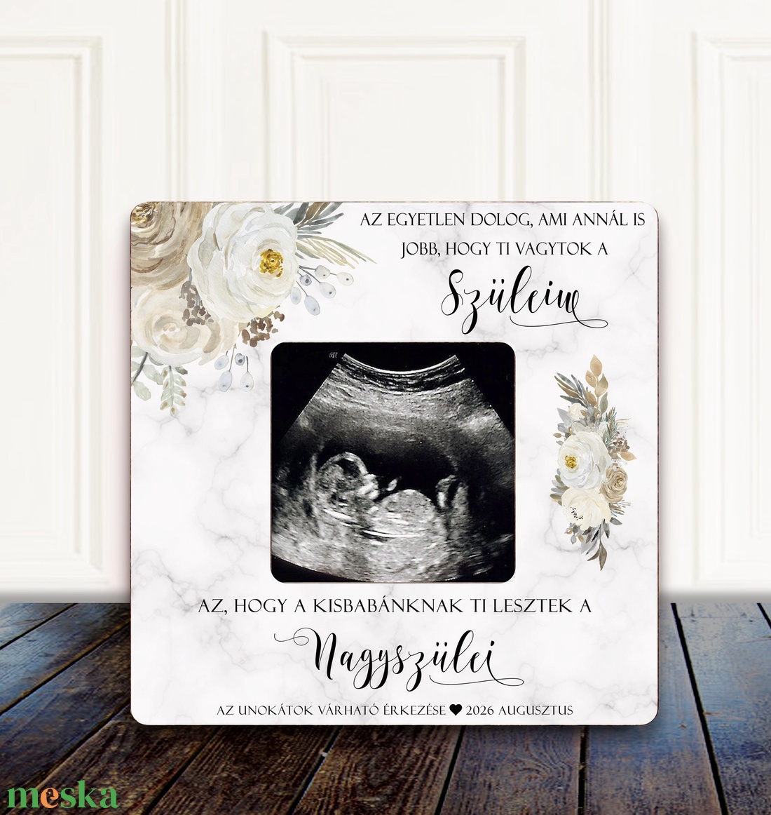 Bababejelentő képkeret - Ultrahangos képkeret - nagyszülő leszel - dédszülő leszel - baba - mama - babaemlékek - bababejelentők - Meska.hu