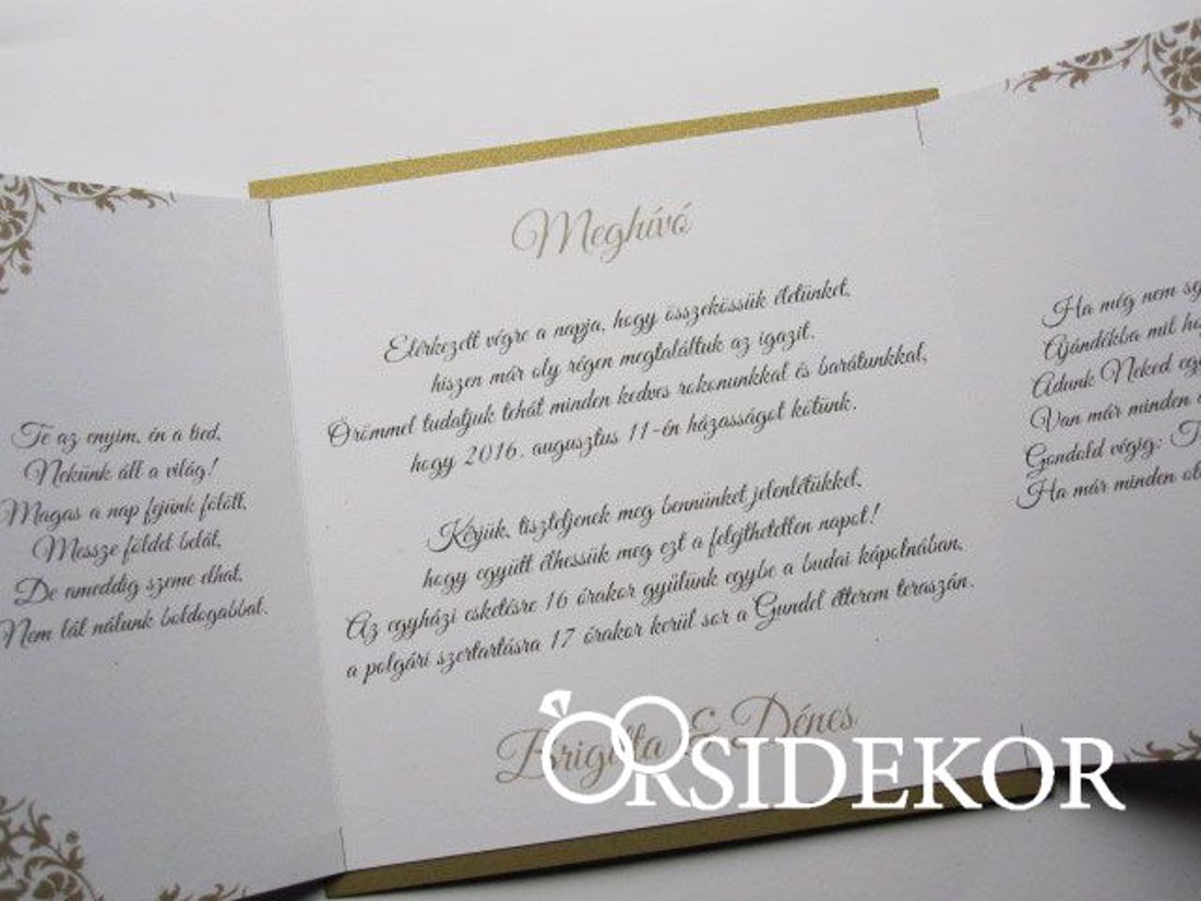 Esküvői meghívó szalaggal és szíves fém dísszel - esküvő - meghívó & kártya - meghívó - Meska.hu