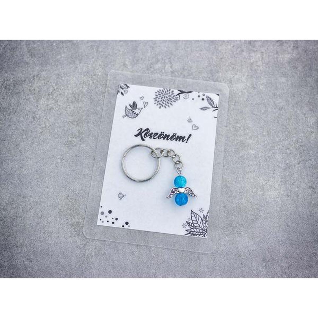 Köszönöm kék angyal medálos kulcstartó - táska & tok - kulcstartó & táskadísz - kulcstartó - Meska.hu