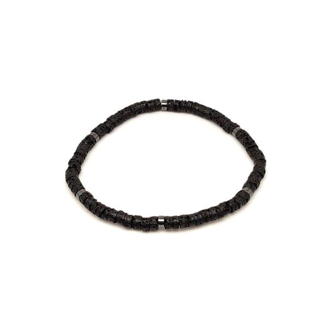 Bazalt ásvány karkötő hematit korong köztessel 45 mm - ékszer - karkötő - ásványkarkötő - Meska.hu