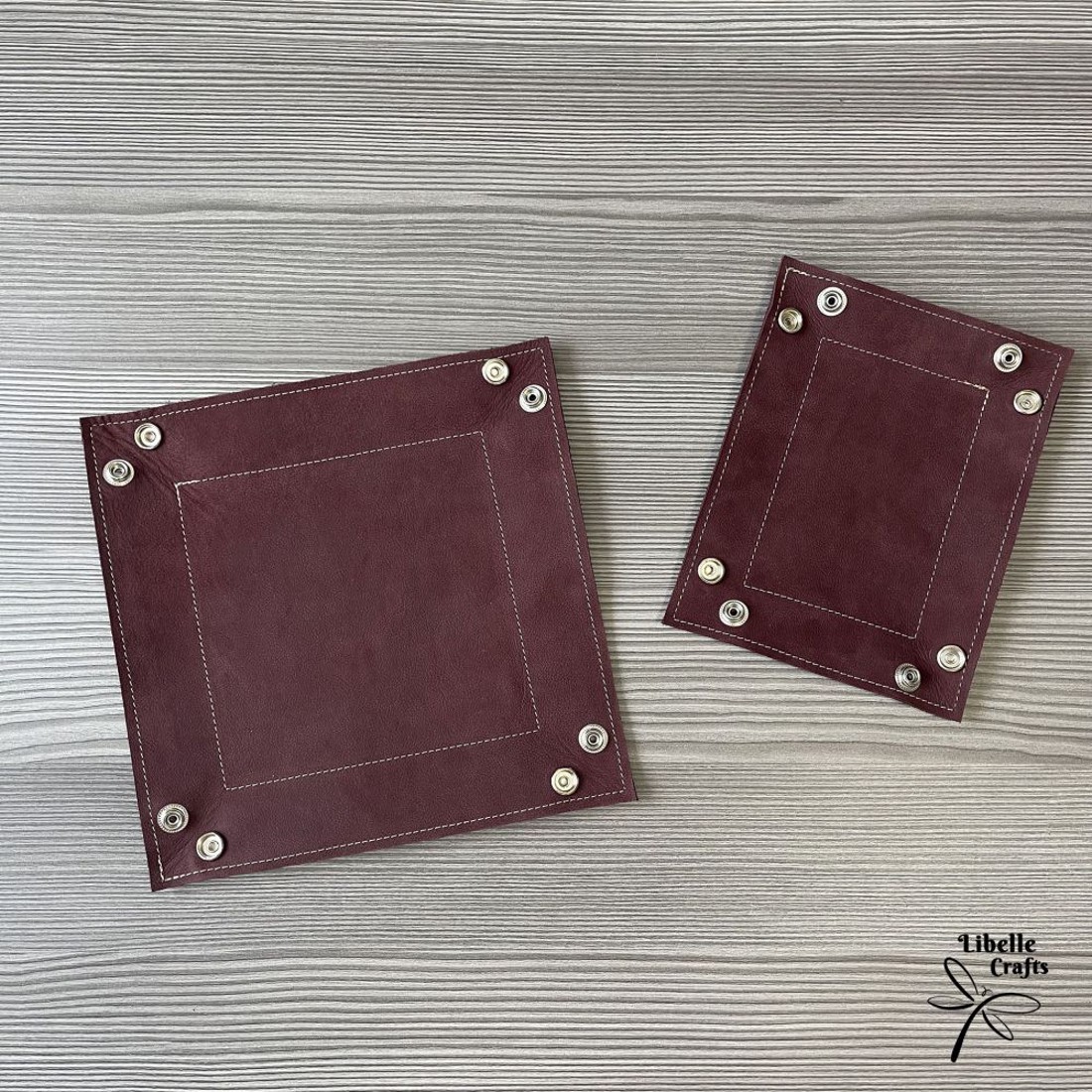 Színes bőr tálca - bordó - otthon & életmód - dekoráció - asztal és polc dekoráció - dekorációs tál, tartó - Meska.hu