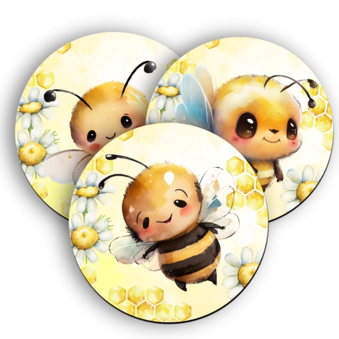 3 db cuki méhecskés kör alakú alátét szett (#20) -  - Meska.hu