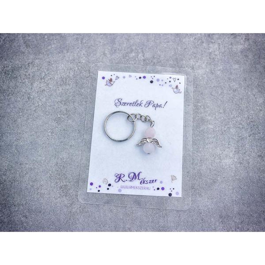 Szeretlek Papa kulcstartó rózsakvarccal - táska & tok - kulcstartó & táskadísz - kulcstartó - Meska.hu