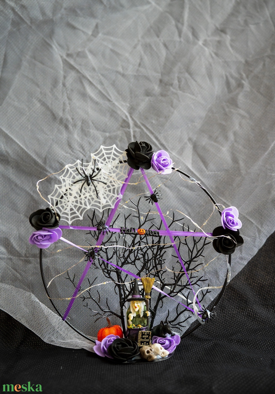 Lila-fekete halloween asztaldísz  - otthon & életmód - dekoráció - halloween - halloweeni asztaldísz - Meska.hu