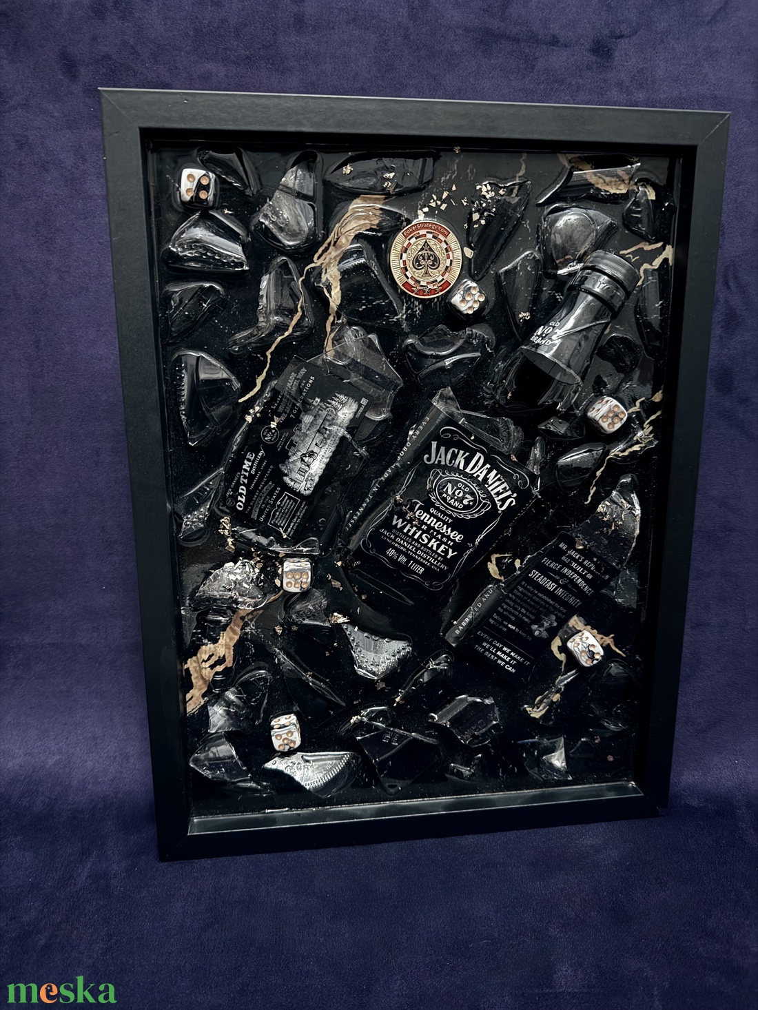 Jack Daniel�s epoxy képkeret - otthon & életmód - dekoráció - kép & falikép - üvegkép - Meska.hu