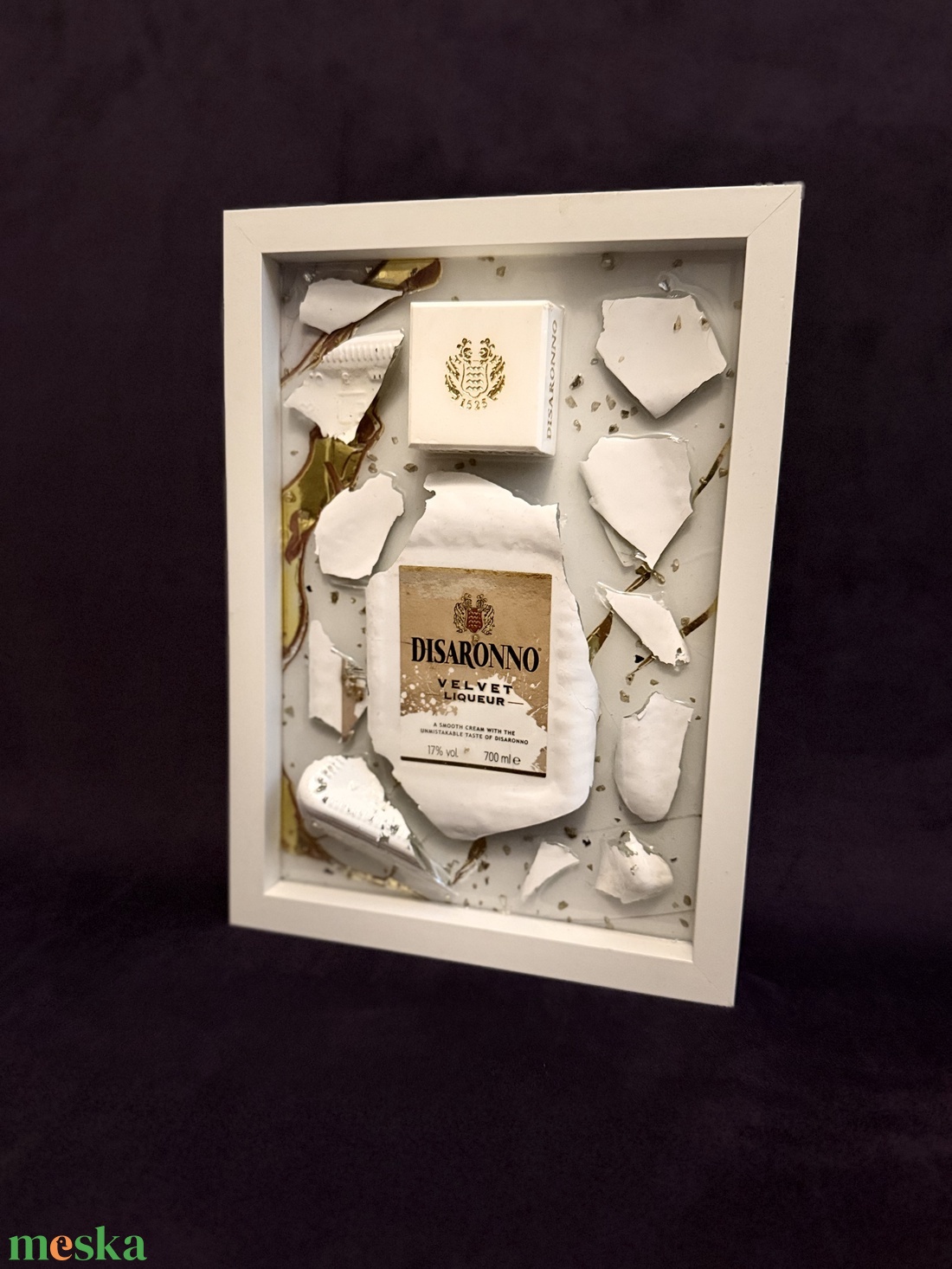 Disaronno olasz likör epoxy képkeret - otthon & életmód - dekoráció - kép & falikép - képkeret - Meska.hu