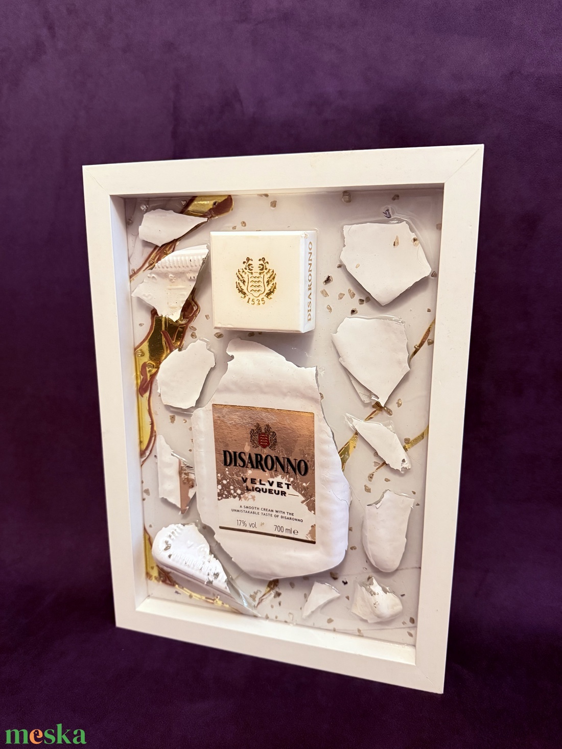 Disaronno olasz likör epoxy képkeret - otthon & életmód - dekoráció - kép & falikép - képkeret - Meska.hu