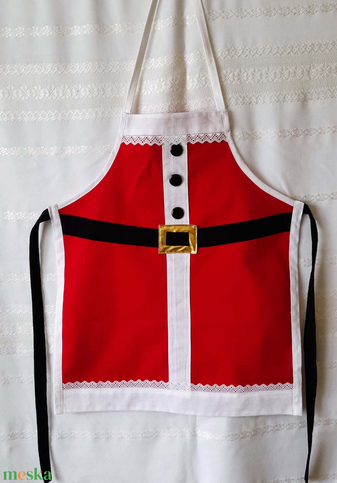 Mikulás kötény gyerek méret - otthon & életmód - konyhafelszerelés, tálalás - konyhai textil - kötény - Meska.hu