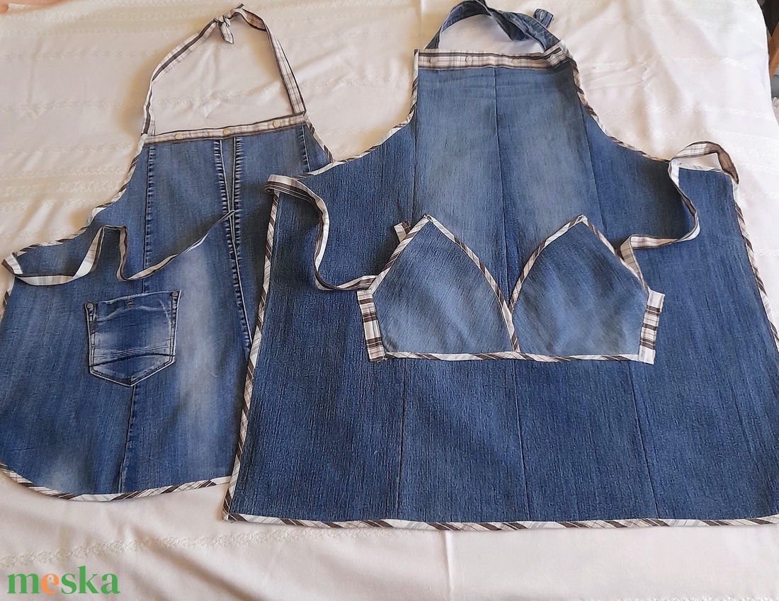 Női és férfi farmer kötény  - otthon & életmód - konyhafelszerelés, tálalás - konyhai textil - kötény - Meska.hu