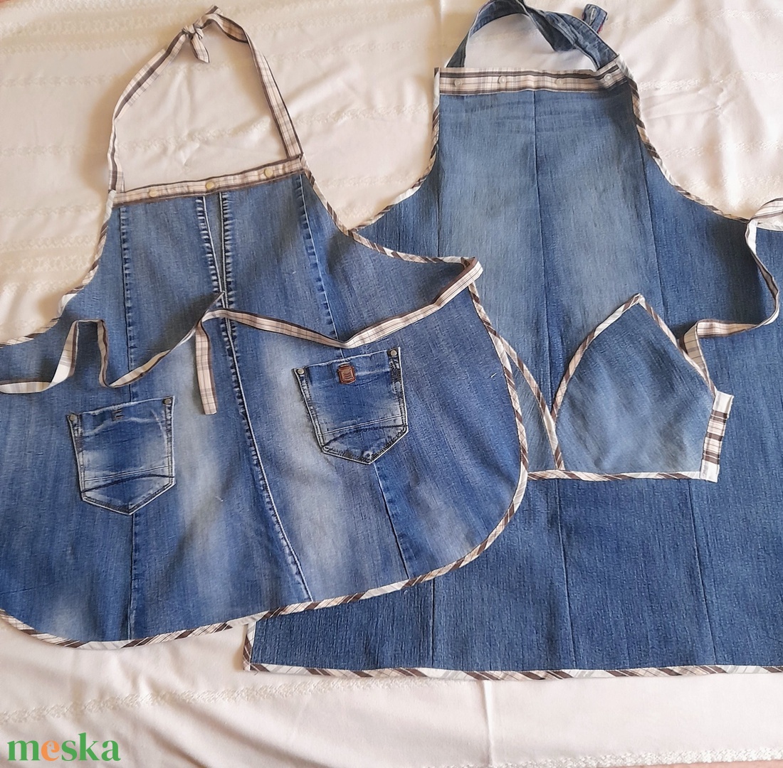 Női és férfi farmer kötény  - otthon & életmód - konyhafelszerelés, tálalás - konyhai textil - kötény - Meska.hu