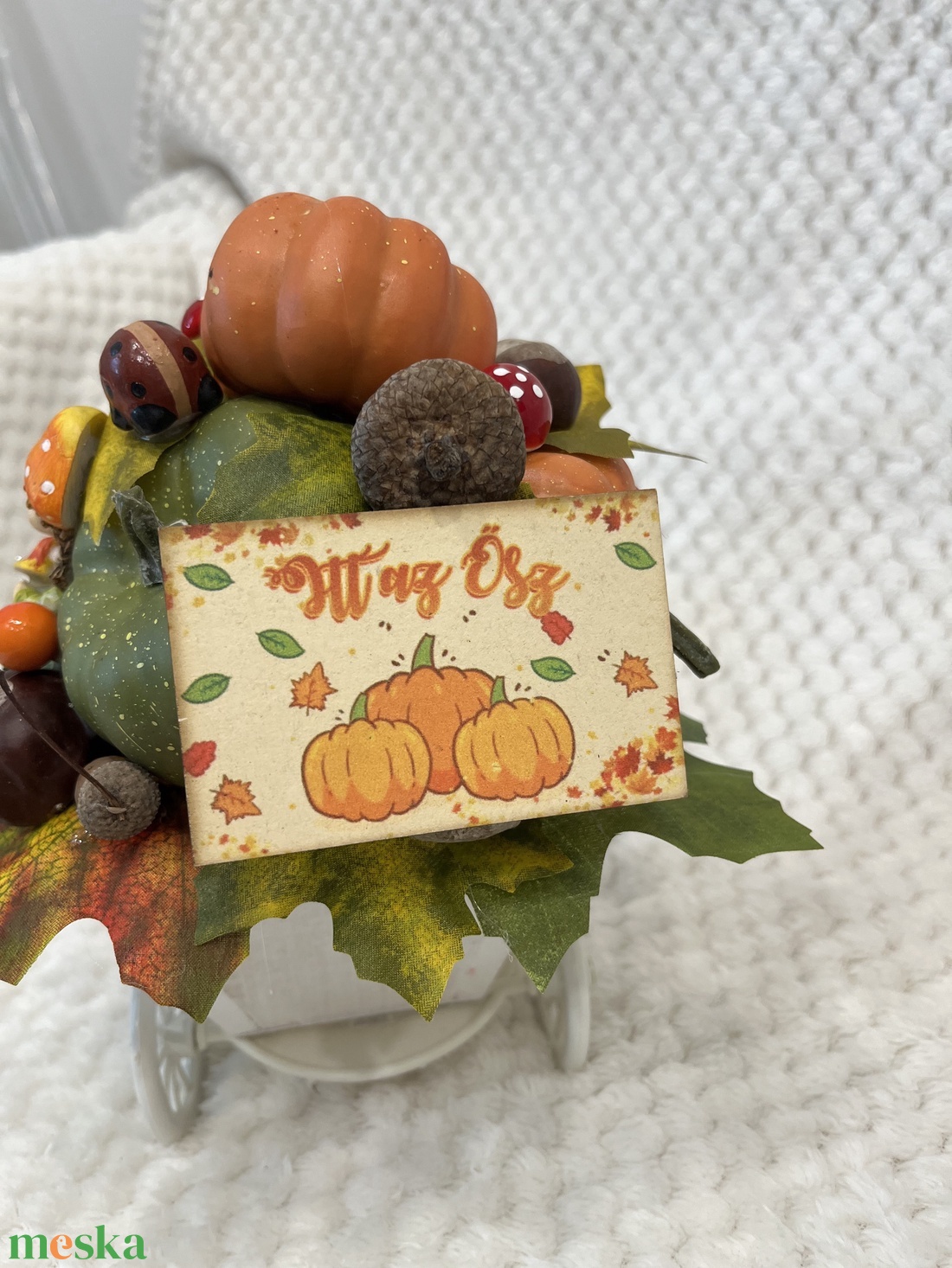 Őszi, biciklis, tökös asztaldísz - otthon & életmód - dekoráció - halloween - halloweeni asztaldísz - Meska.hu