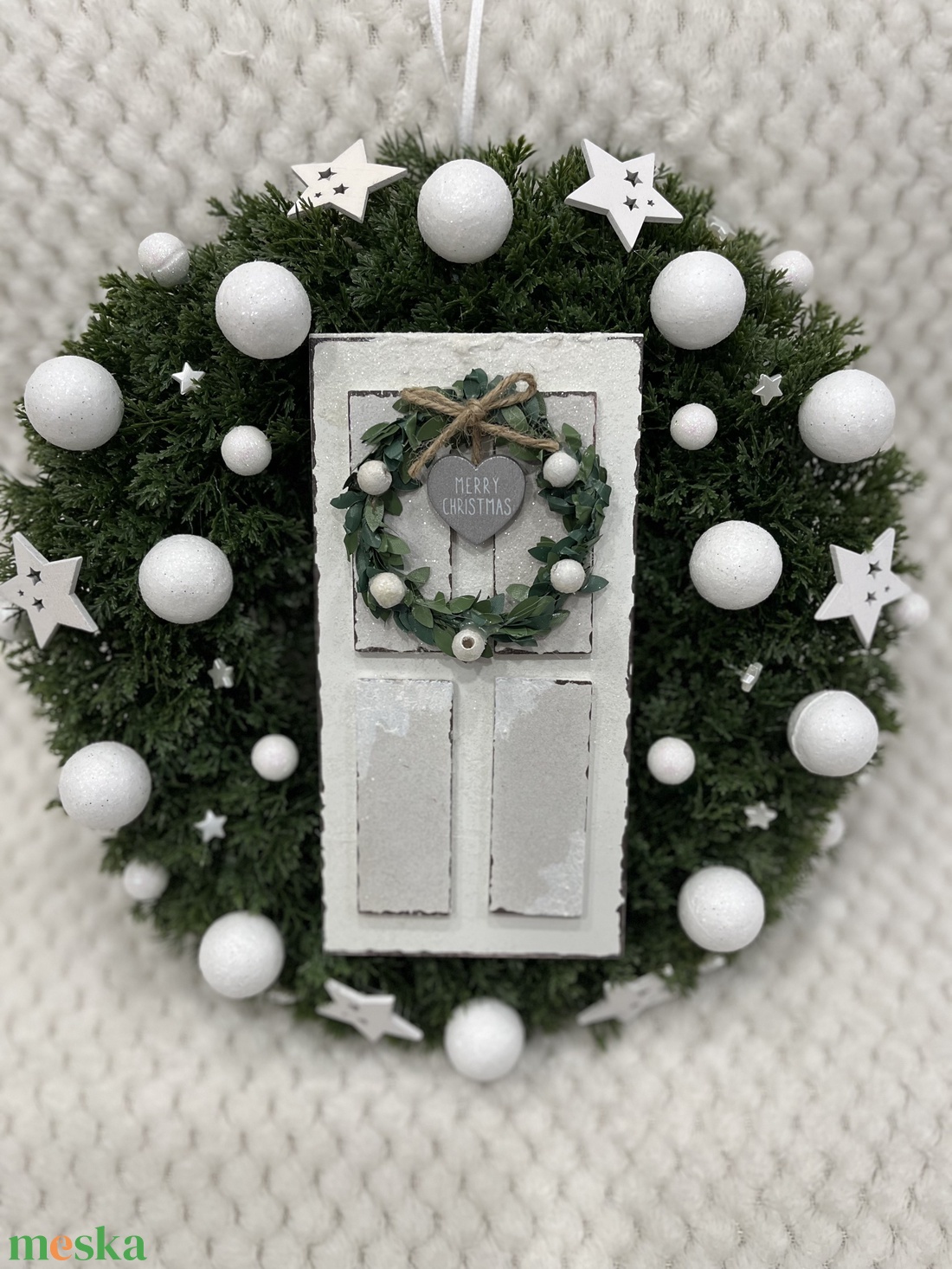Műtujás, fehér ajtós kopogtató - karácsony - adventi díszek - adventi ajtódísz - Meska.hu Műtujás, fehér ajtós kopogtató - karácsony - adventi díszek - adventi ajtódísz - Meska.hu
