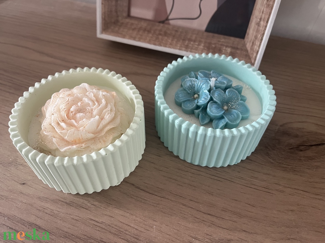 Virágos szójaviasz gyertya  - otthon & életmód - gyertya, illat, aroma - gyertya - Meska.hu