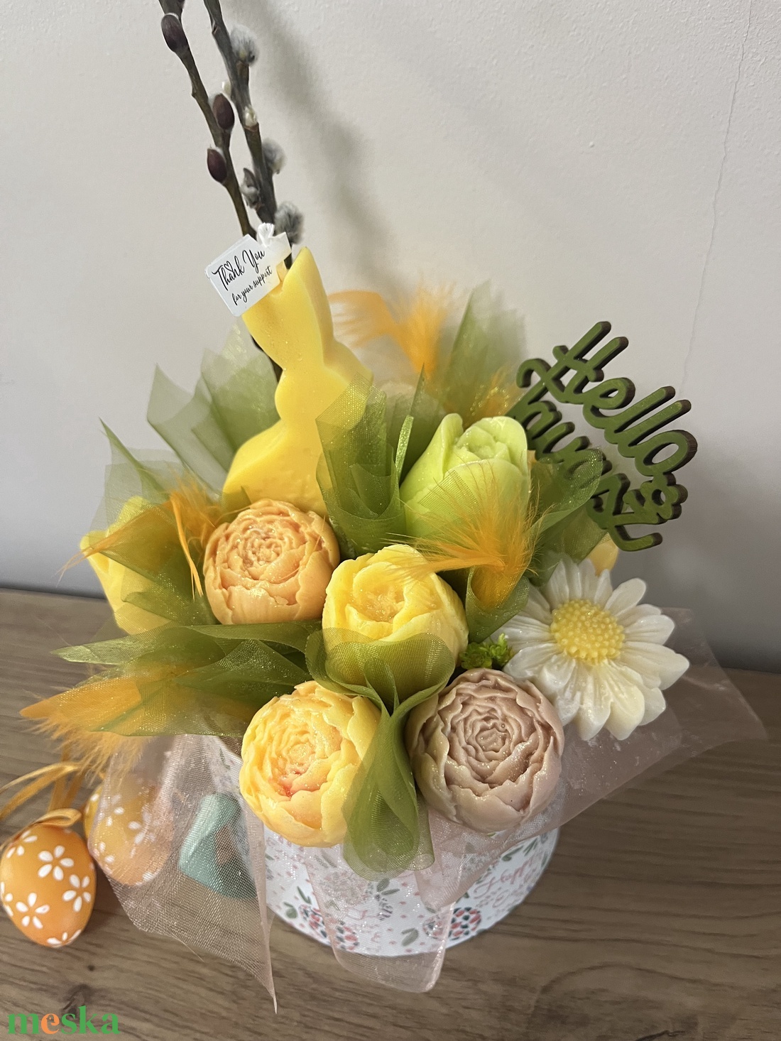 Húsvéti nyuszis szójaviasz box - ünnepi díszek, dekorációk - húsvéti díszek és dekorációk - húsvéti asztaldíszek - Meska.hu