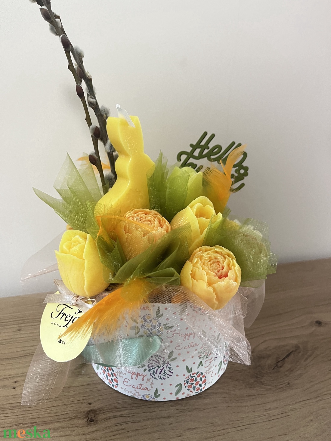 Húsvéti nyuszis szójaviasz box - ünnepi díszek, dekorációk - húsvéti díszek és dekorációk - húsvéti asztaldíszek - Meska.hu