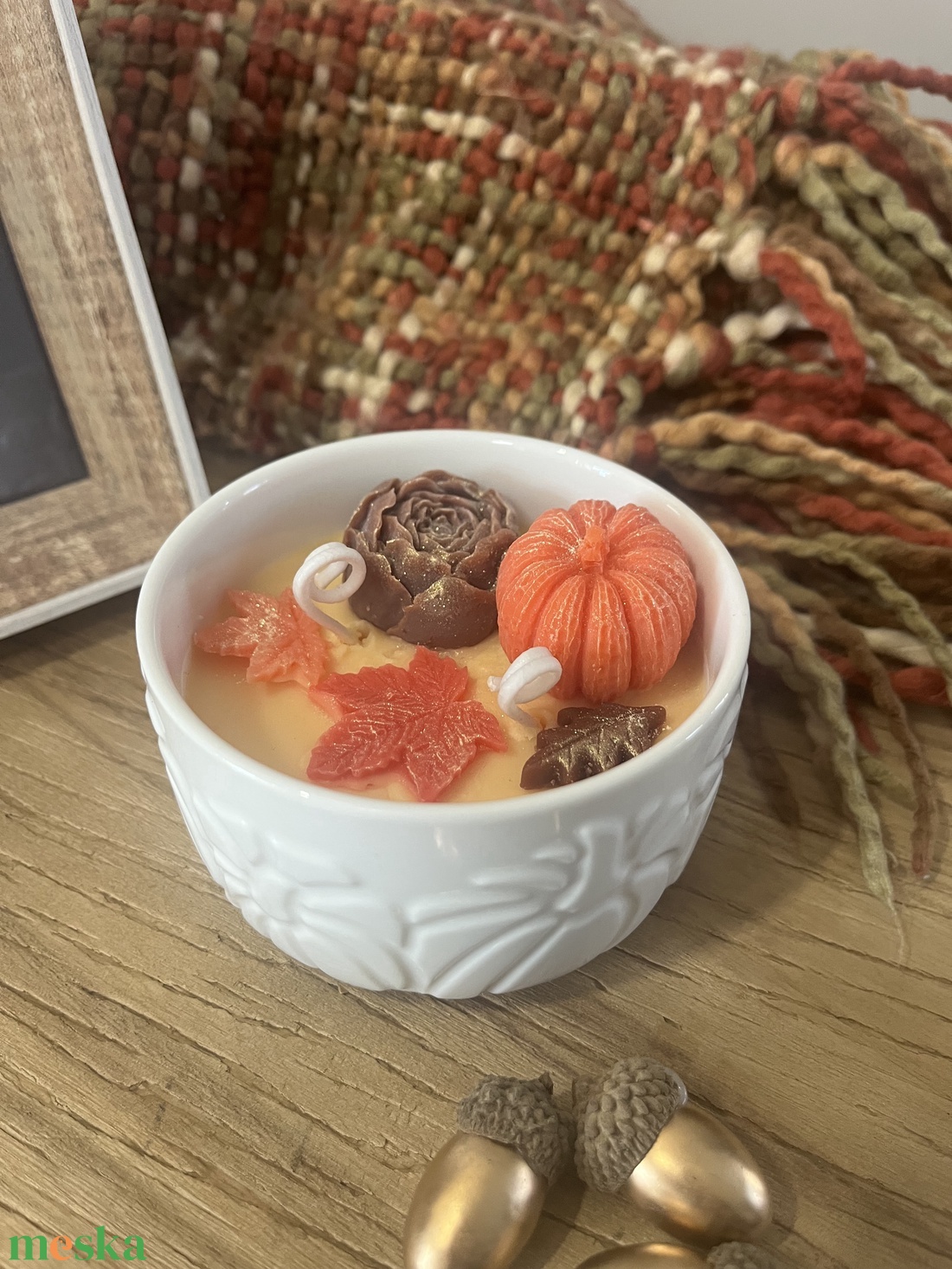 Pumpkin Spice szójaviasz gyertya tökös kerámia tálban - otthon & életmód - gyertya, illat, aroma - gyertya - Meska.hu