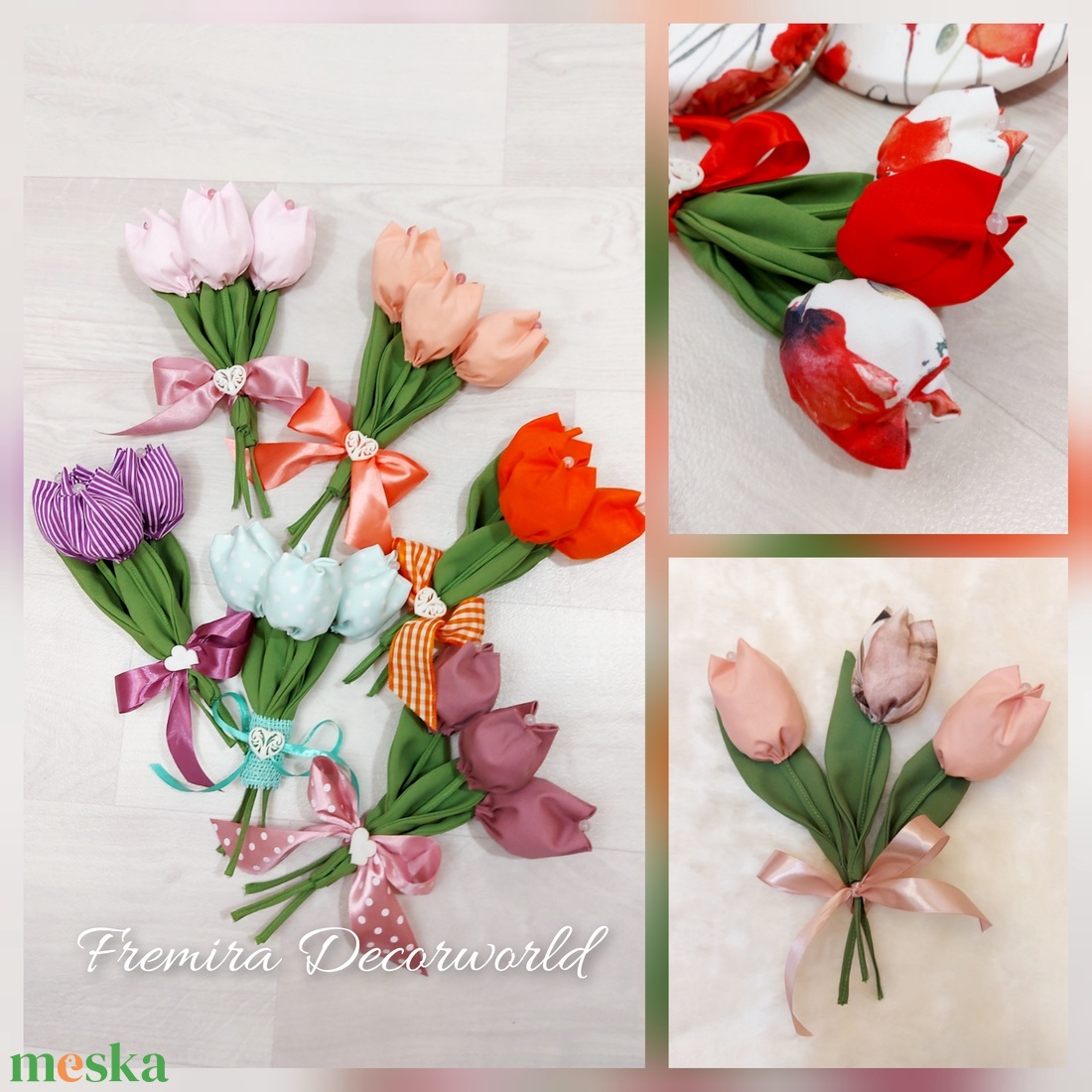 Textil tulipán 3db egy csokorban - otthon & életmód - dekoráció - asztal és polc dekoráció - asztaldísz - Meska.hu Textil tulipán 3db egy csokorban - otthon & életmód - dekoráció - asztal és polc dekoráció - asztaldísz - Meska.hu