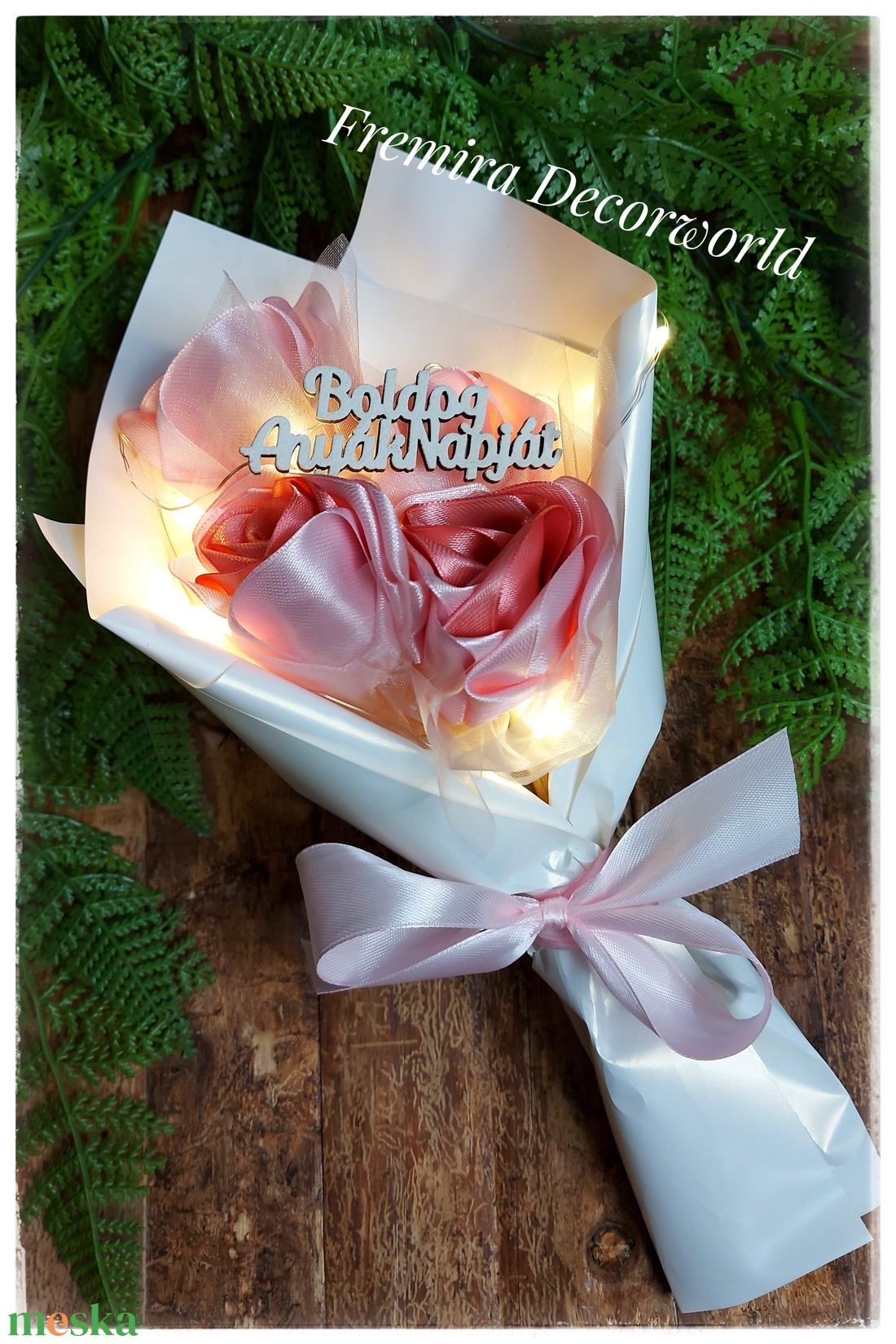 Ledes szatén rózsa csokor - otthon & életmód - dekoráció - Meska.hu