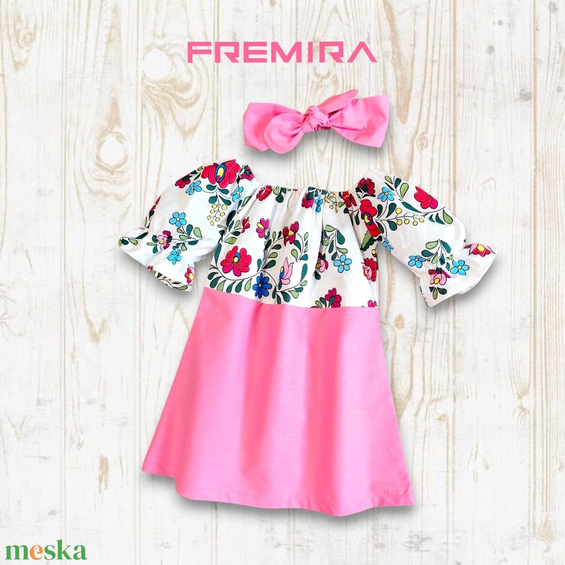 Kalocsai mintás Babaruha ajándék fejpánttal - ruha & divat - gyerekruha - ruha - Meska.hu