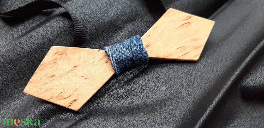 Vagány csokornyakkendő fából, farmer anyaggal - ruha & divat - férfi ruha - nyakkendő - Meska.hu