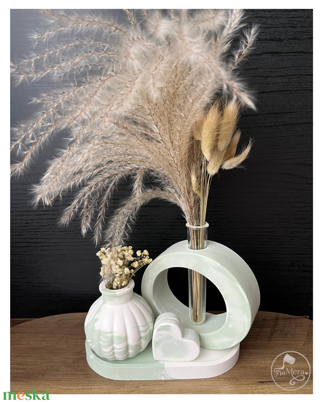 FruMera Olíva zöld akrilgyanta váza szett -  - Meska.hu