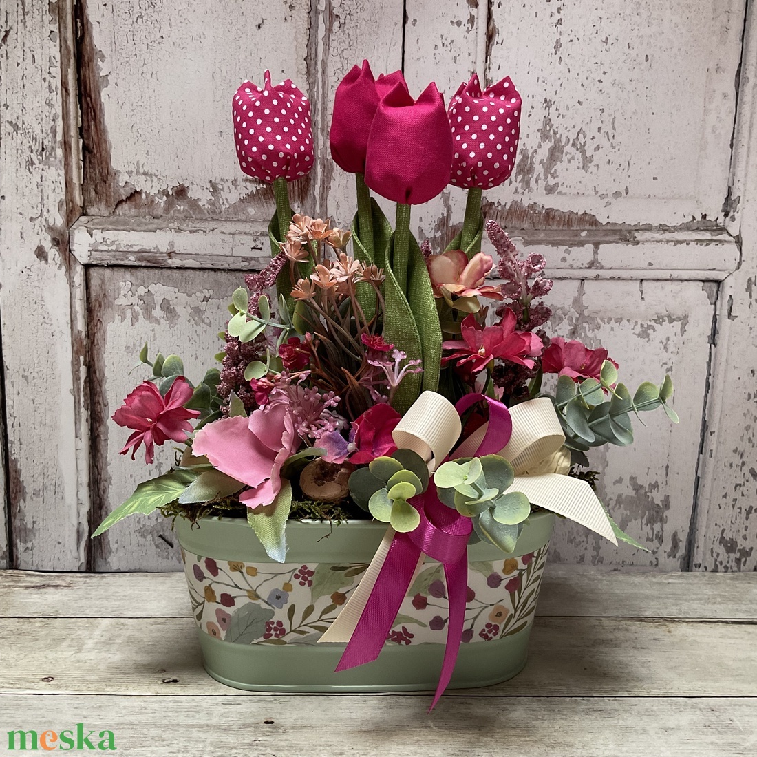 Tavaszi dekoráció textil tulipánokkal -  - Meska.hu