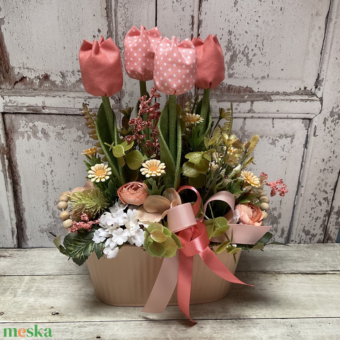 Tavaszi dekoráció textil tulipánokkal -  - Meska.hu