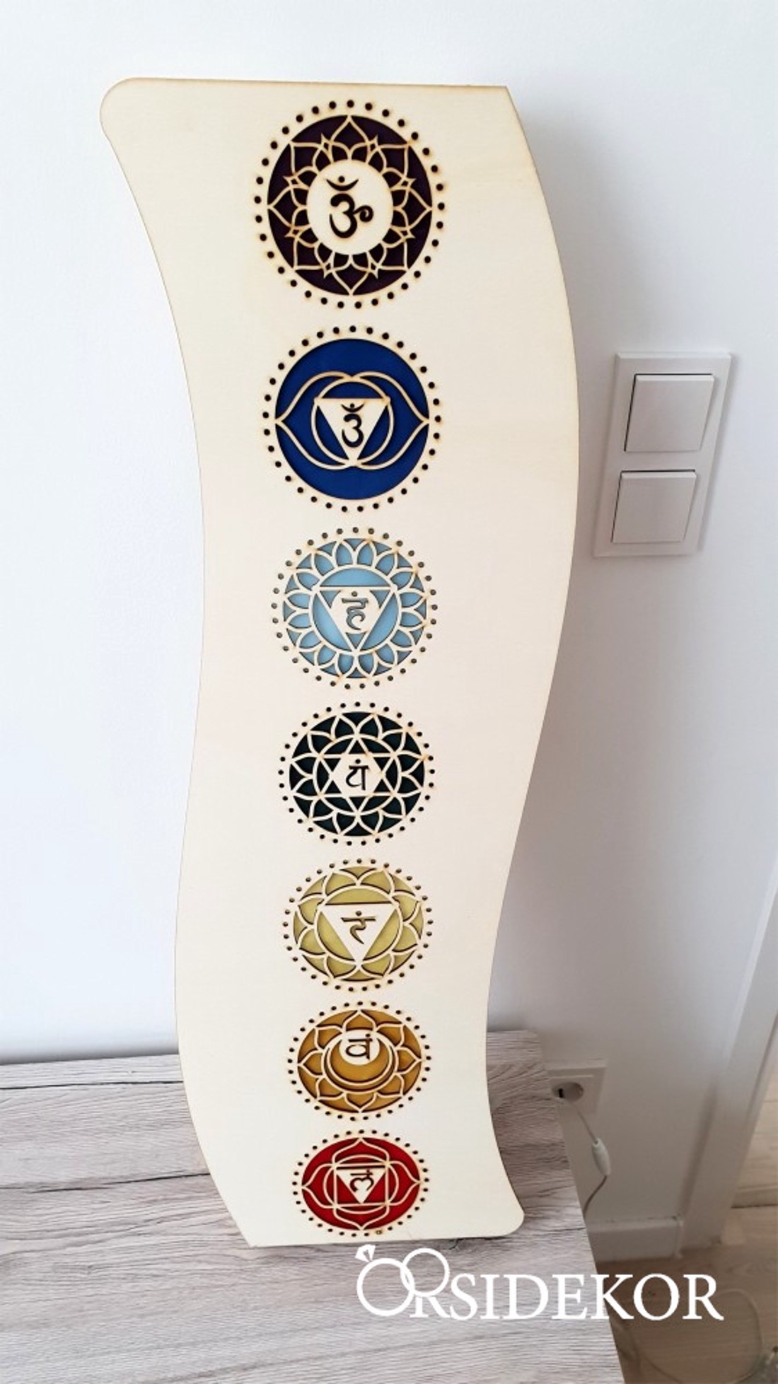 Csakra Mandala íves fali lámpatest fából - otthon & életmód - lámpa - falilámpa - Meska.hu