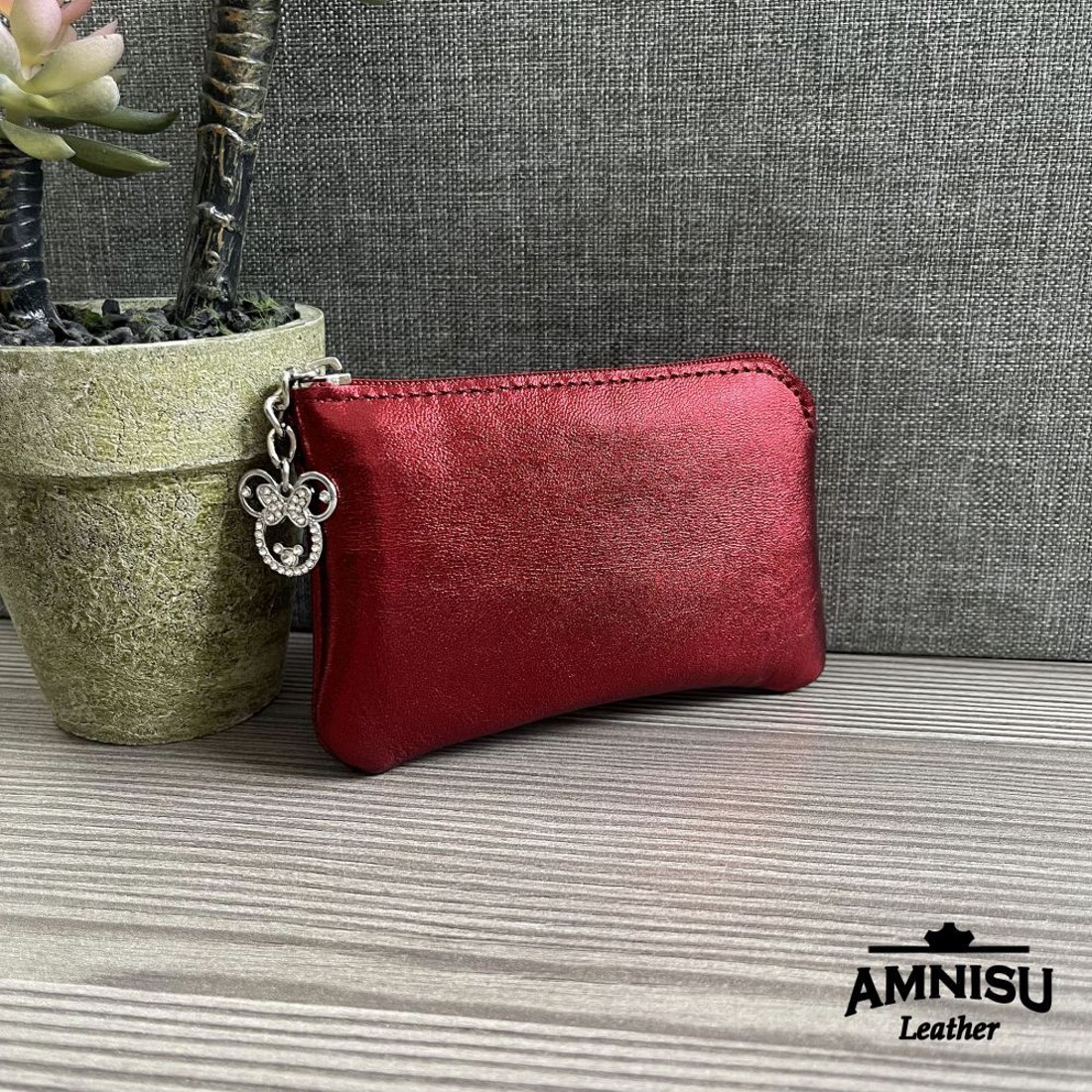 Metál bordó egy cipzáras kulcstartó A5006 - táska & tok - kulcstartó & táskadísz - kulcstartó - Meska.hu