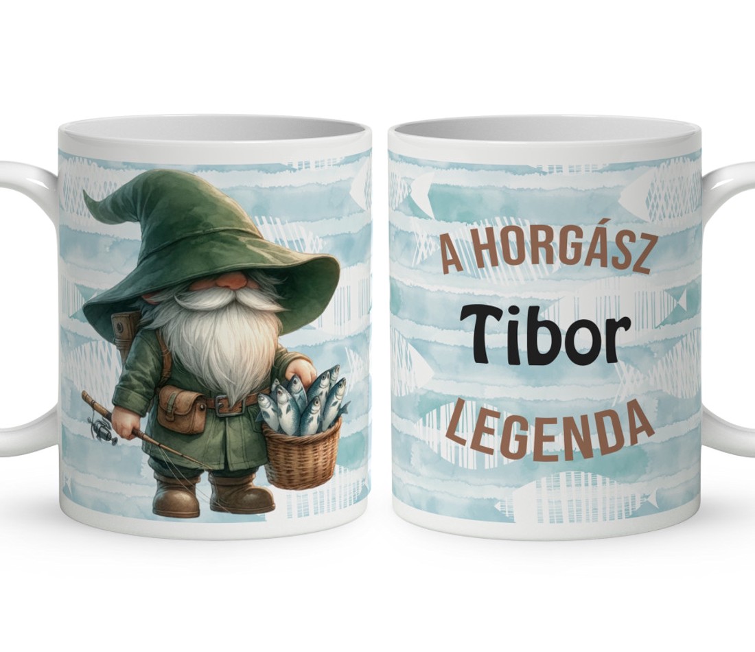 Névvel kérhető - Horgász manó sikeres nap mintás bögre - otthon & életmód - konyhafelszerelés, tálalás - tálalás - bögre & csésze - Meska.hu
