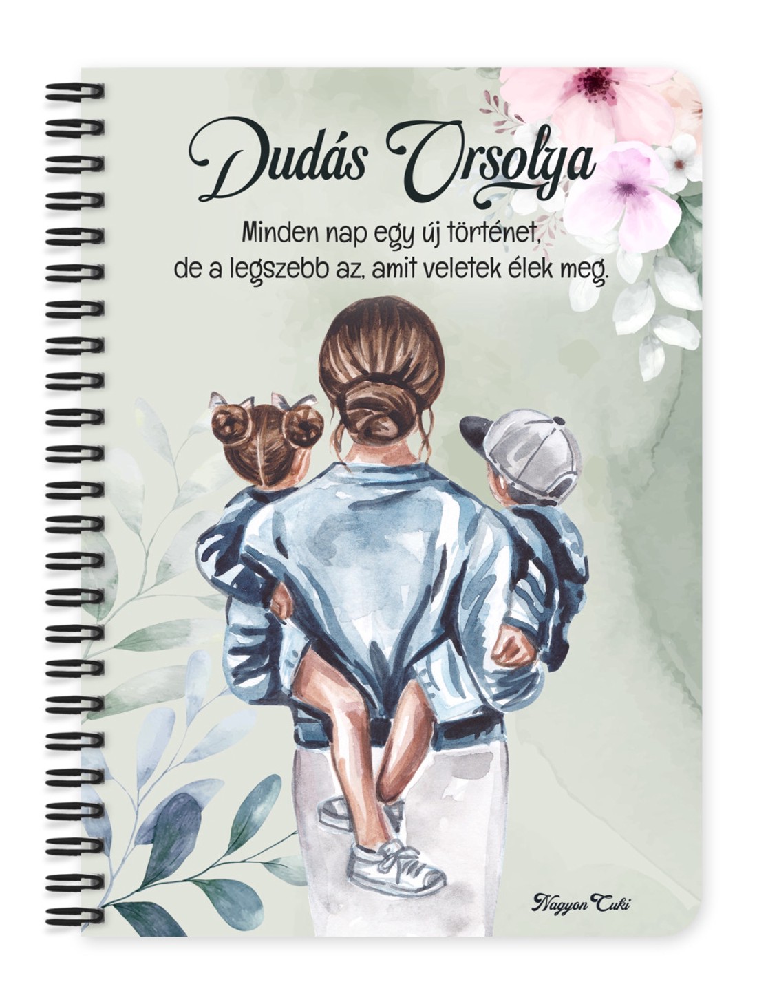 Személyre szabható - Anya és a Gyerekek mintás A5-ös füzet - otthon & életmód - papír, írószer - jegyzetfüzet & napló - Meska.hu