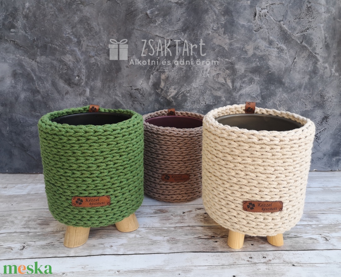 Puff horgolt kaspó - otthon & életmód - dekoráció - Meska.hu