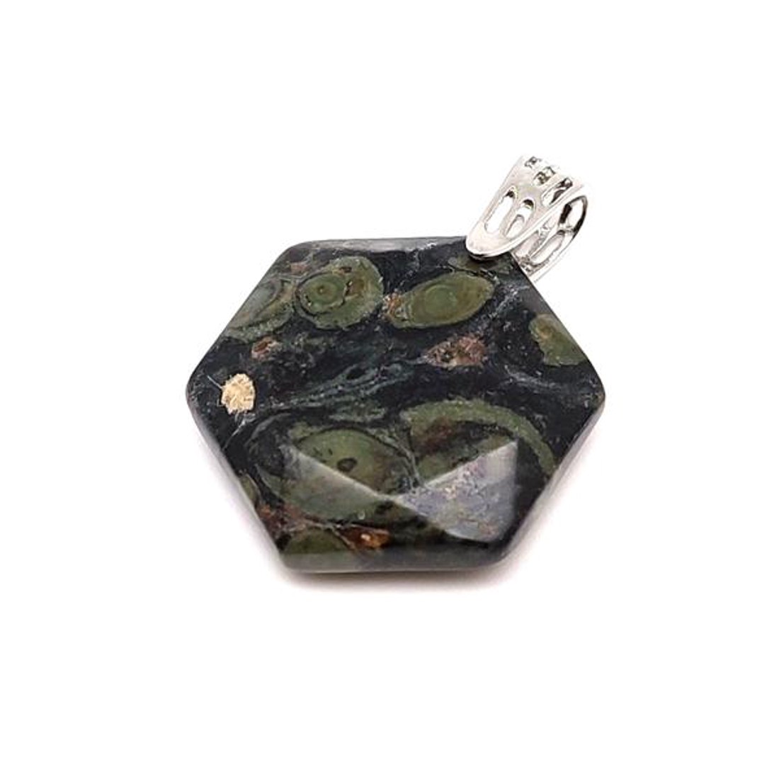 Hexagon medál Jáspis kambaba 2,5cm - ékszer - nyaklánc - medál - Meska.hu