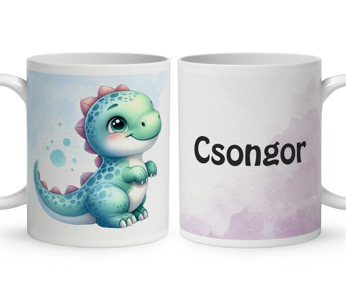 Névvel kérhető - Cuki dinó mintás bögre - otthon & életmód - konyhafelszerelés, tálalás - tálalás - bögre & csésze - Meska.hu