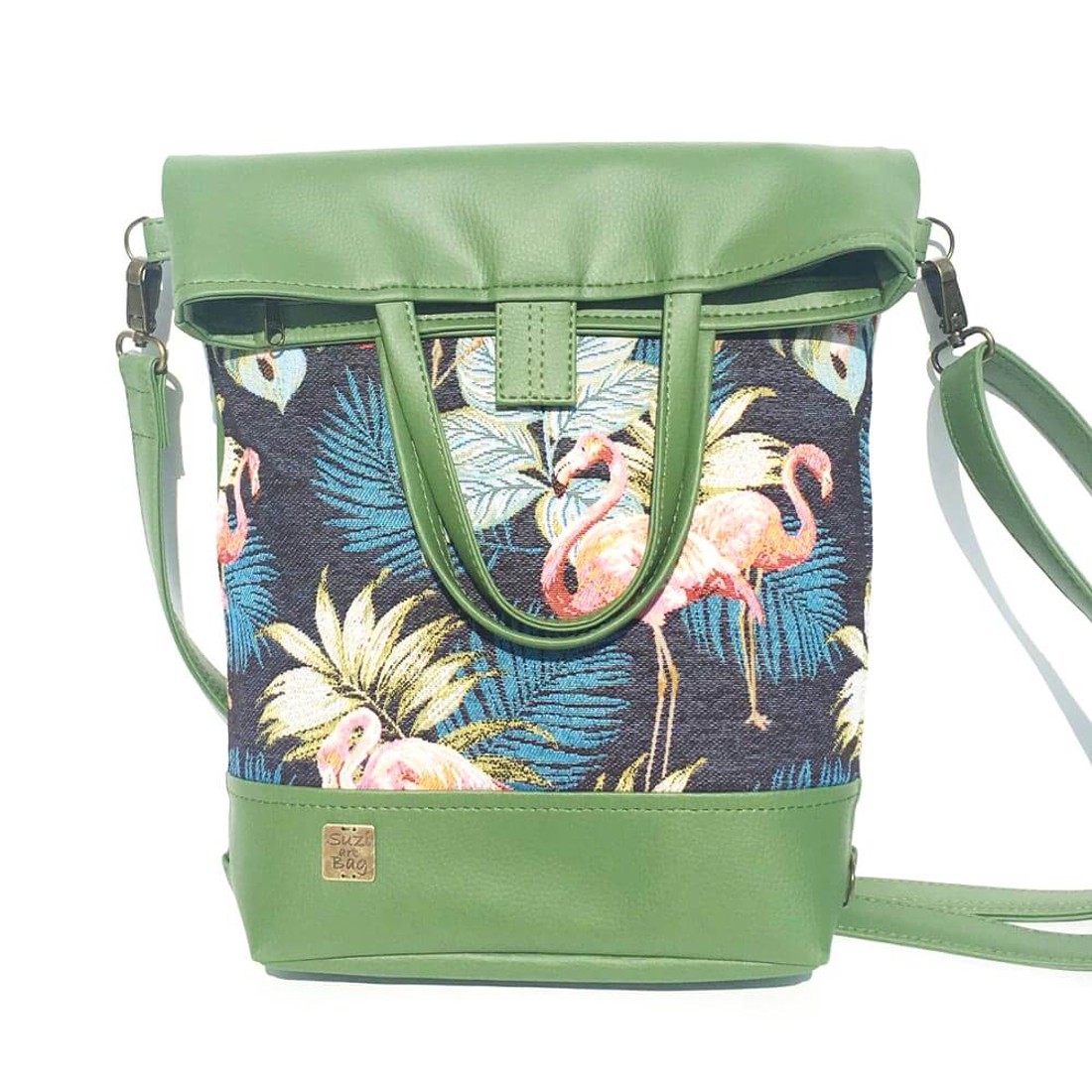 SuziartBag Zöld flamingós 2in1 hátizsák - táska & tok - kézitáska & válltáska - válltáska - Meska.hu SuziartBag Zöld flamingós 2in1 hátizsák - táska & tok - kézitáska & válltáska - válltáska - Meska.hu
